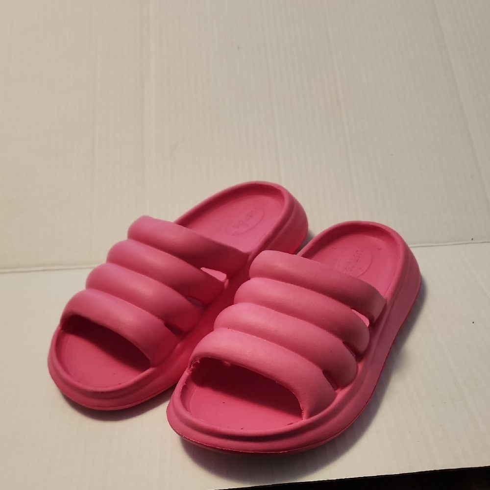 Just Be Vibrant Pink Slide Sandals